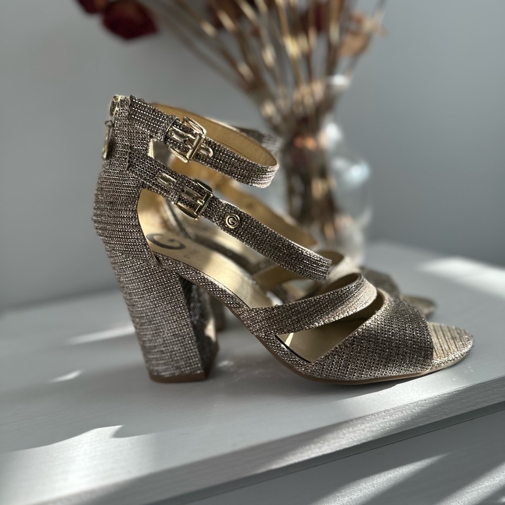 Gold Heel Sandals- Guess - Size 8.5